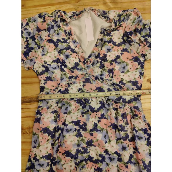 Raikamitu Floral Summer Dress V Neck Flowing NWT Sz L - Picture 4 of 5